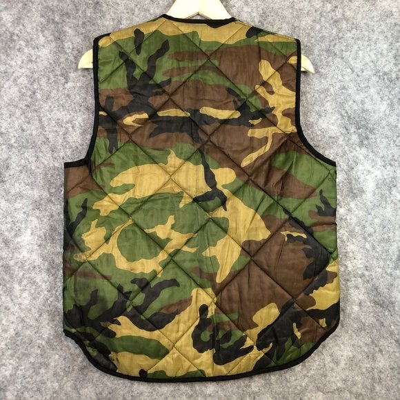 Hunting Vest M/L Boys Camo Quilted Insulated Pockets Reversible Safety Orange - Picture 8 of 11